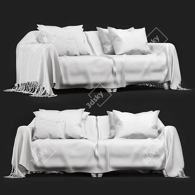 Boho-Style Sofa with Cover 3D model image 5