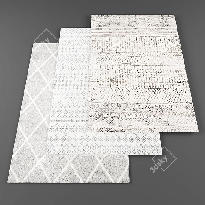 High-Res Rug Set: 5 Textured Designs 3D model image 1