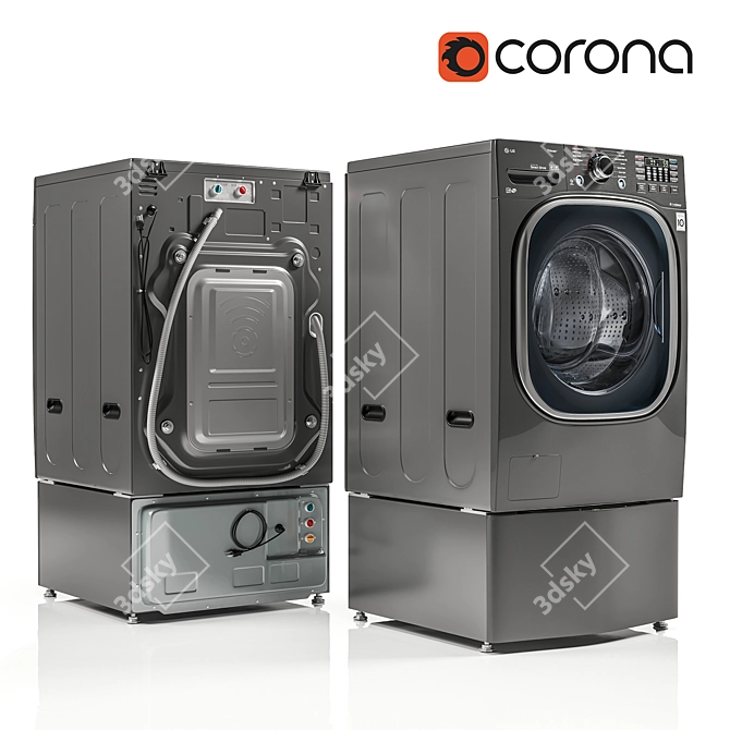 LG Twinwash WM4370HKA: The Ultimate Laundry Power Duo 3D model image 1