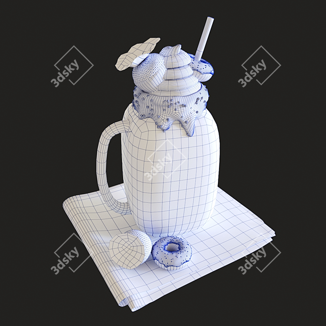 Strawberry Bliss Milkshake 3D model image 3