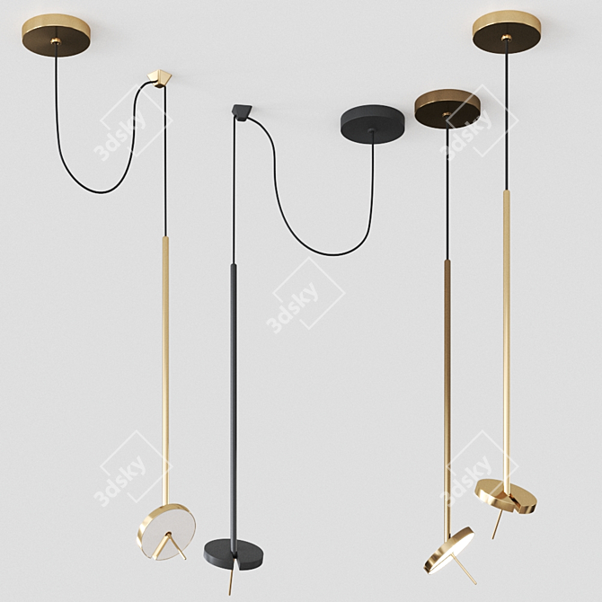 Sleek GROK Pendant Light 3D model image 3