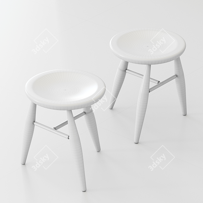 Modern Circle Chair Set 3D model image 5