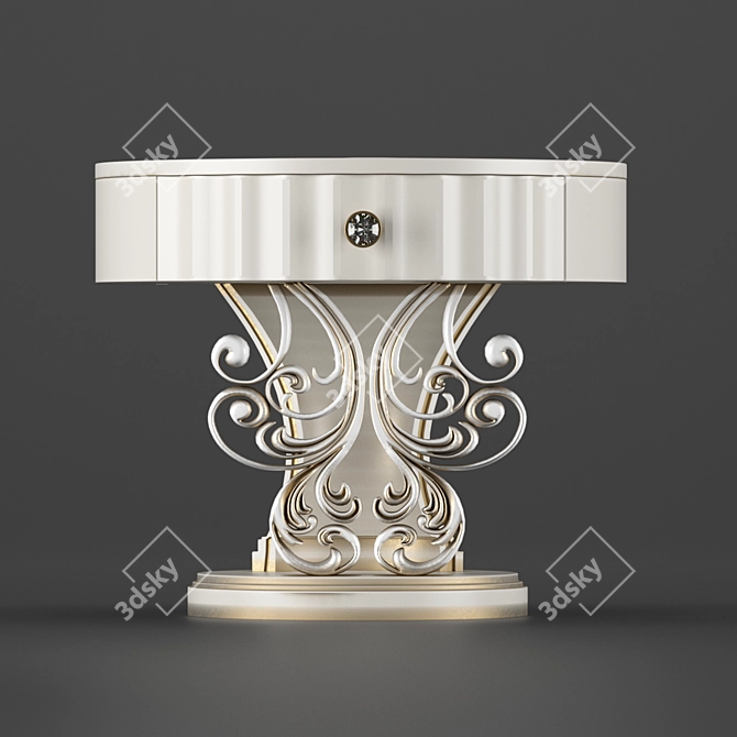 Classic White Gold Patina Bedside Table 3D model image 2