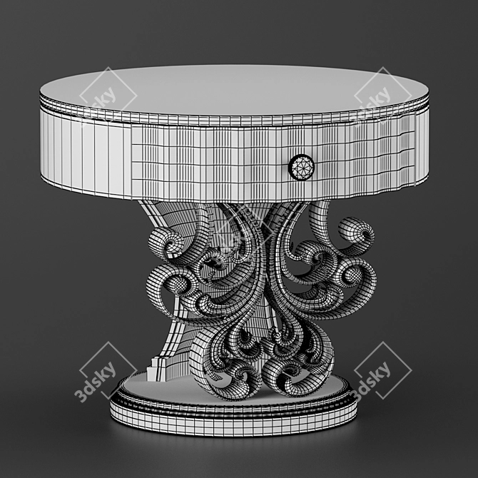 Classic White Gold Patina Bedside Table 3D model image 3