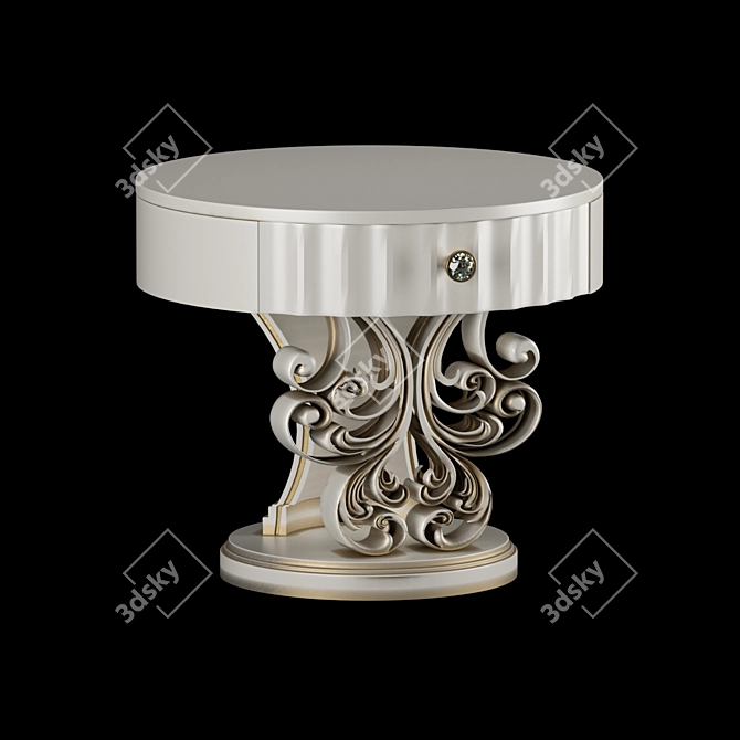 Classic White Gold Patina Bedside Table 3D model image 4