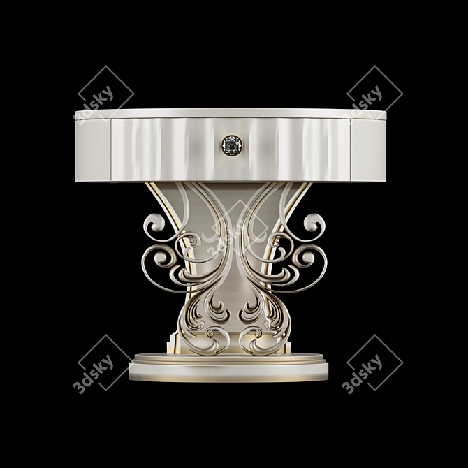 Classic White Gold Patina Bedside Table 3D model image 5