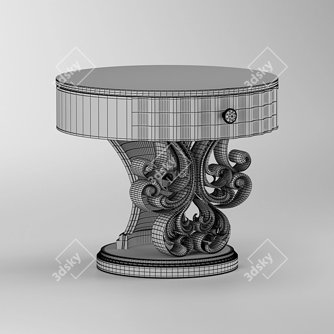 Classic White Gold Patina Bedside Table 3D model image 6