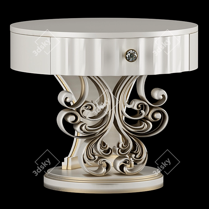 Classic White Gold Patina Bedside Table 3D model image 8