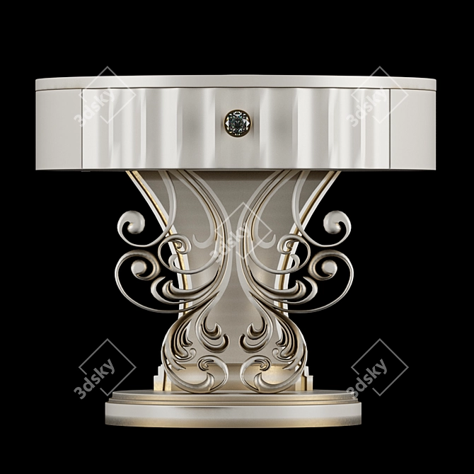 Classic White Gold Patina Bedside Table 3D model image 9