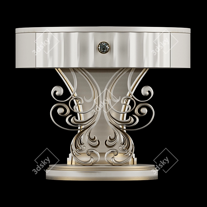 Classic White Gold Patina Bedside Table 3D model image 11