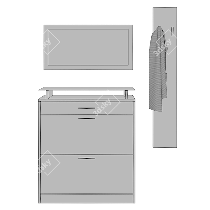 Modern Vladon Entryway Furniture Set 3D model image 3