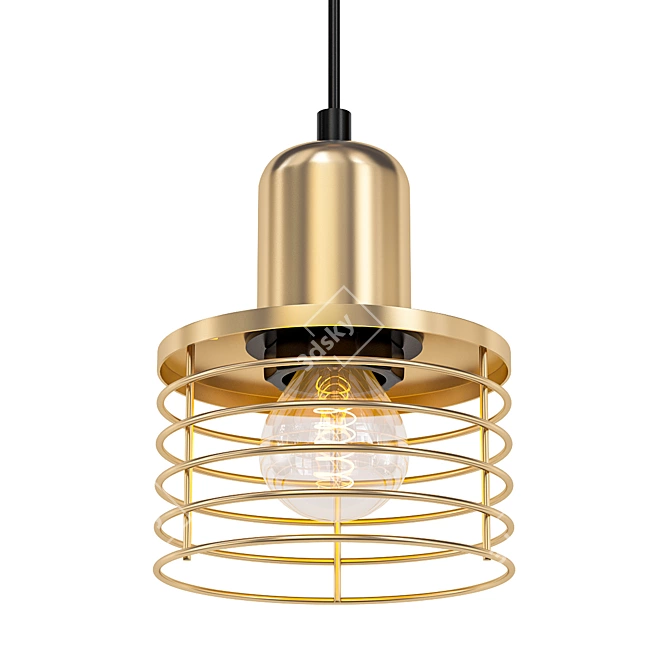 Vintage Copper Round Ceiling Lamp 3D model image 1