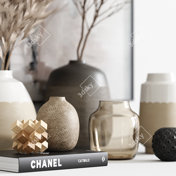 Pampa Grass Vase Décor: Stunning 3D Model 3D model image 2