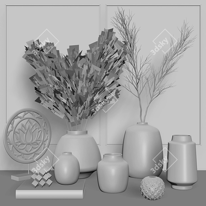 Pampa Grass Vase Décor: Stunning 3D Model 3D model image 4