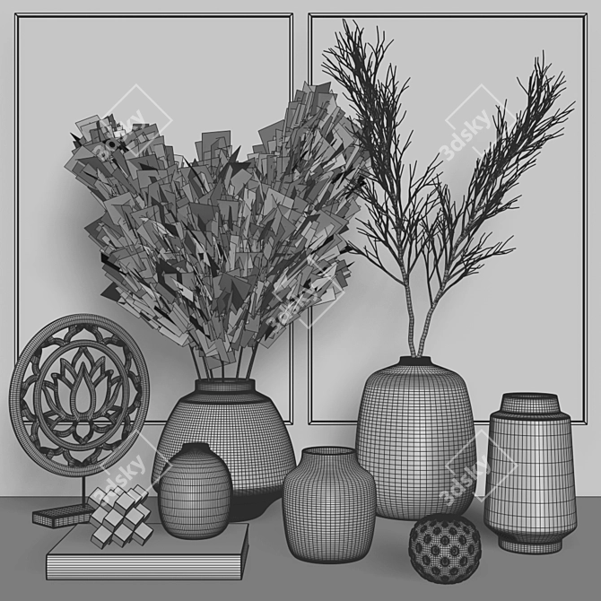 Pampa Grass Vase Décor: Stunning 3D Model 3D model image 5