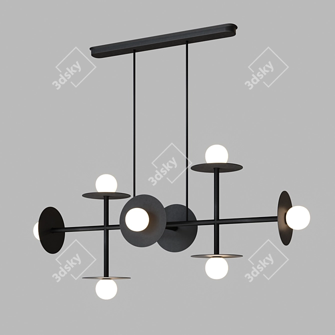 Modern Metal and Glass Ball Chandelier 3D model image 1