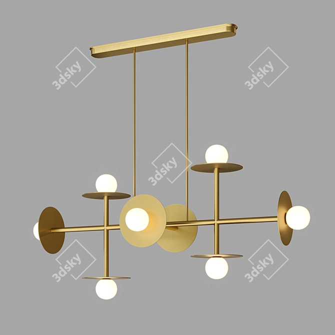 Modern Metal and Glass Ball Chandelier 3D model image 2