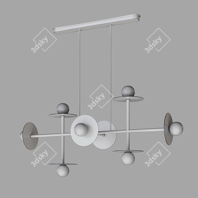Modern Metal and Glass Ball Chandelier 3D model image 3
