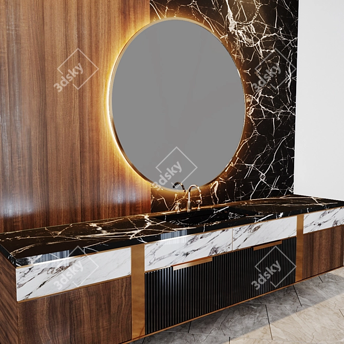 Luxury Gold Bath Set 3D model image 3