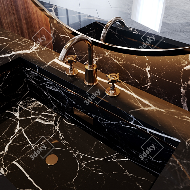 Luxury Gold Bath Set 3D model image 4