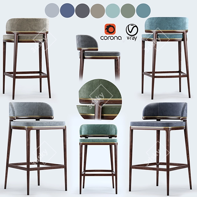 Aster Grange Bar Stool: Sleek and Stylish Seating 3D model image 1