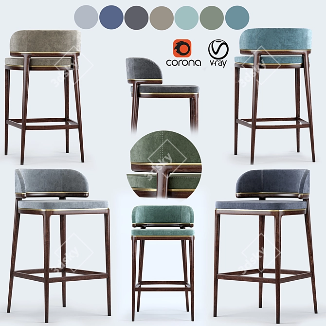 Aster Grange Bar Stool: Sleek and Stylish Seating 3D model image 6