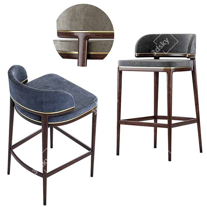 Aster Grange Bar Stool: Sleek and Stylish Seating 3D model image 8