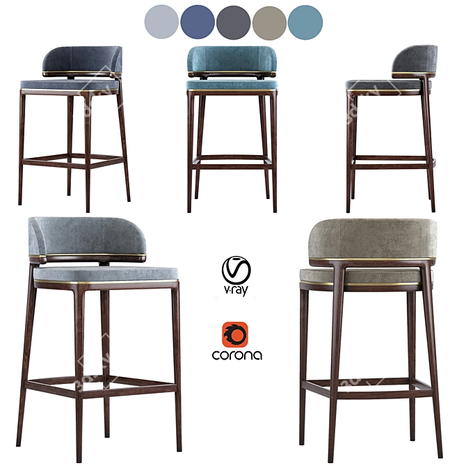 Aster Grange Bar Stool: Sleek and Stylish Seating 3D model image 11