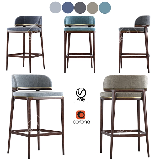 Aster Grange Bar Stool: Sleek and Stylish Seating 3D model image 12