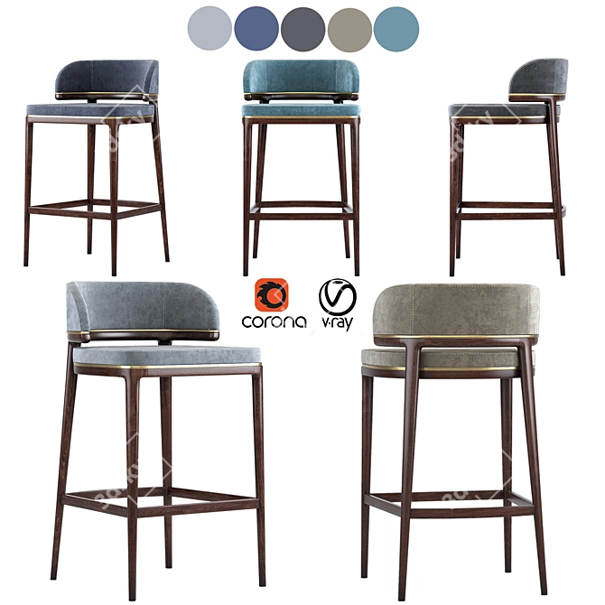 Aster Grange Bar Stool: Sleek and Stylish Seating 3D model image 16