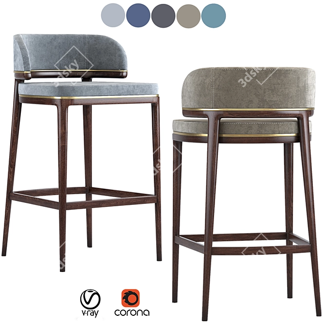 Aster Grange Bar Stool: Sleek and Stylish Seating 3D model image 18