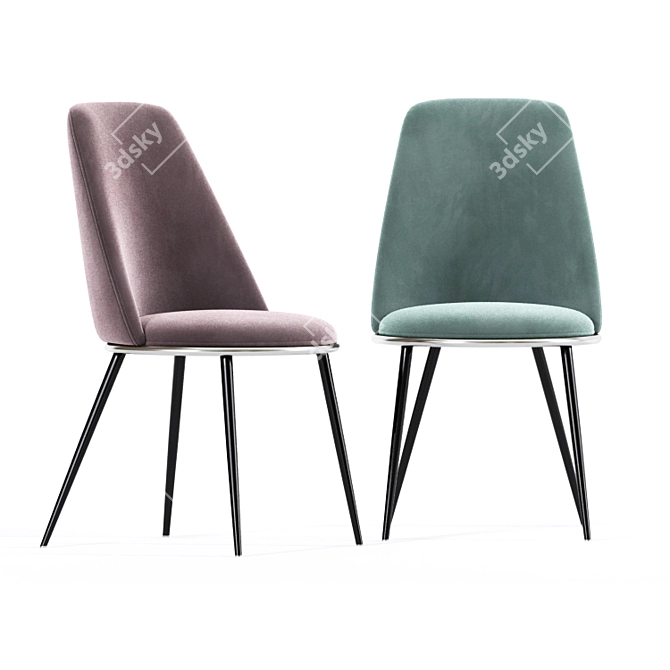 Lush Green Velvet Dining Chair 3D model image 2