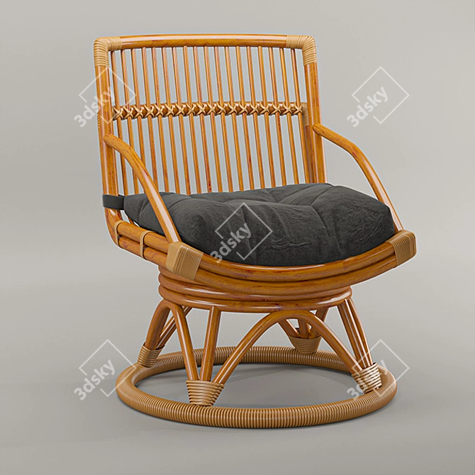 Elegant Wooden Armchair 3D model image 1