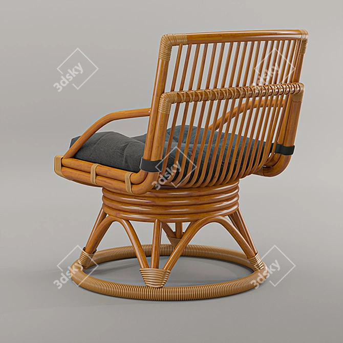 Elegant Wooden Armchair 3D model image 2