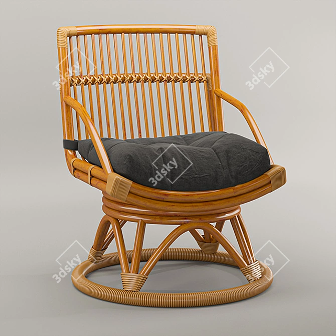 Elegant Wooden Armchair 3D model image 4