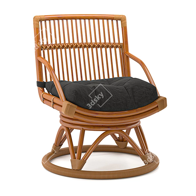 Elegant Wooden Armchair 3D model image 5