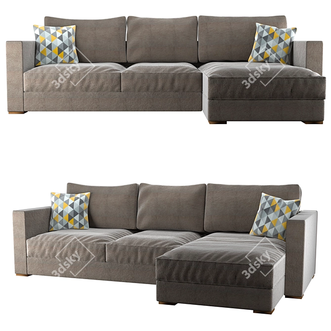 Luxury King Corner Sofa 3D model image 1