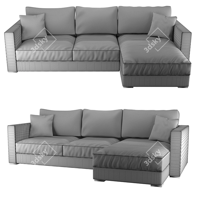 Luxury King Corner Sofa 3D model image 2