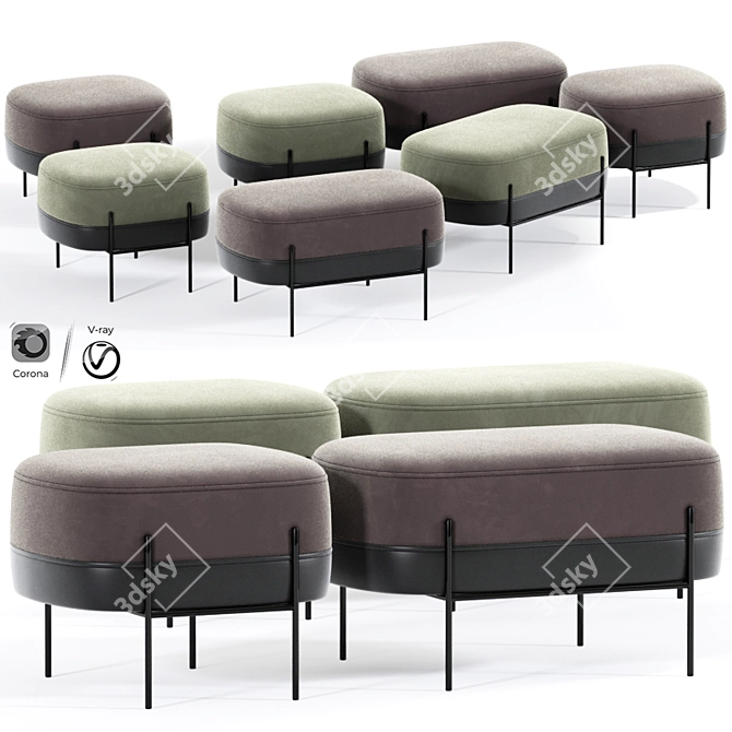 Elegant Hubsch Pouf for Superior Comfort 3D model image 1