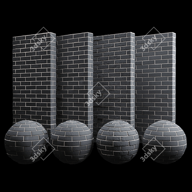 Sleek Black Brick Tiles 3D model image 1