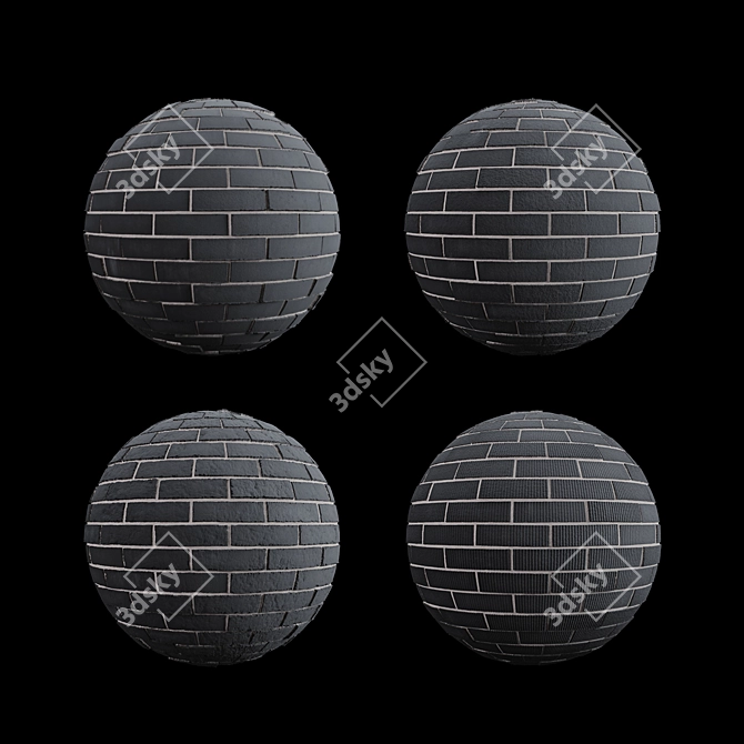 Sleek Black Brick Tiles 3D model image 2