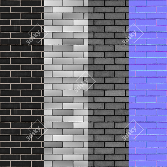 Sleek Black Brick Tiles 3D model image 3