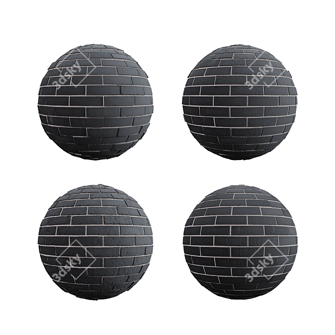 Sleek Black Brick Tiles 3D model image 5