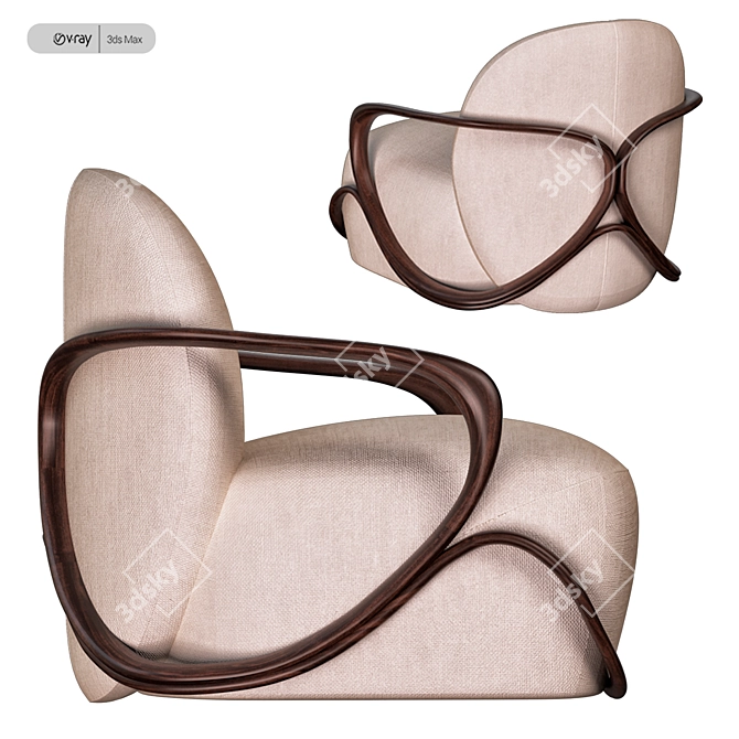 Luxurious Giorgetti Hug Armchair 3D model image 2