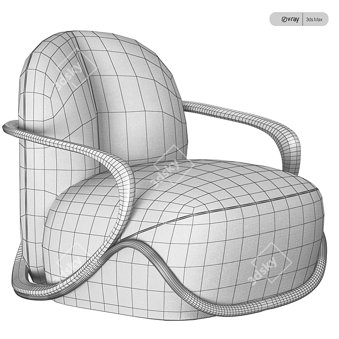 Luxurious Giorgetti Hug Armchair 3D model image 3