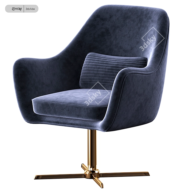 Plush Velvet Swivel Lounge Chair 3D model image 1