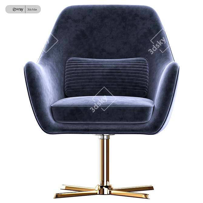 Plush Velvet Swivel Lounge Chair 3D model image 2