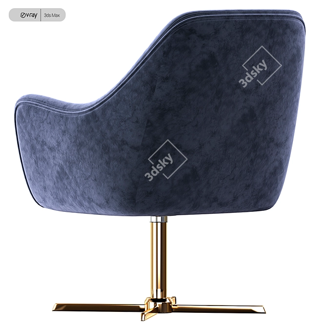 Plush Velvet Swivel Lounge Chair 3D model image 3