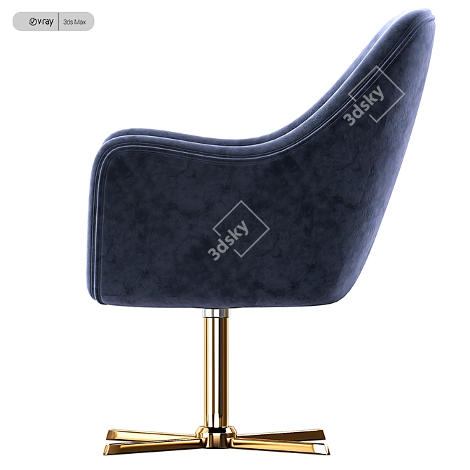 Plush Velvet Swivel Lounge Chair 3D model image 4