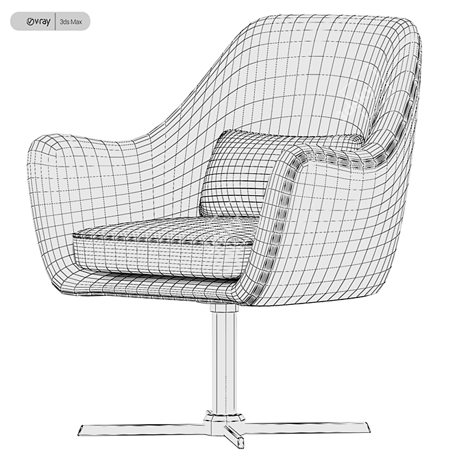 Plush Velvet Swivel Lounge Chair 3D model image 5